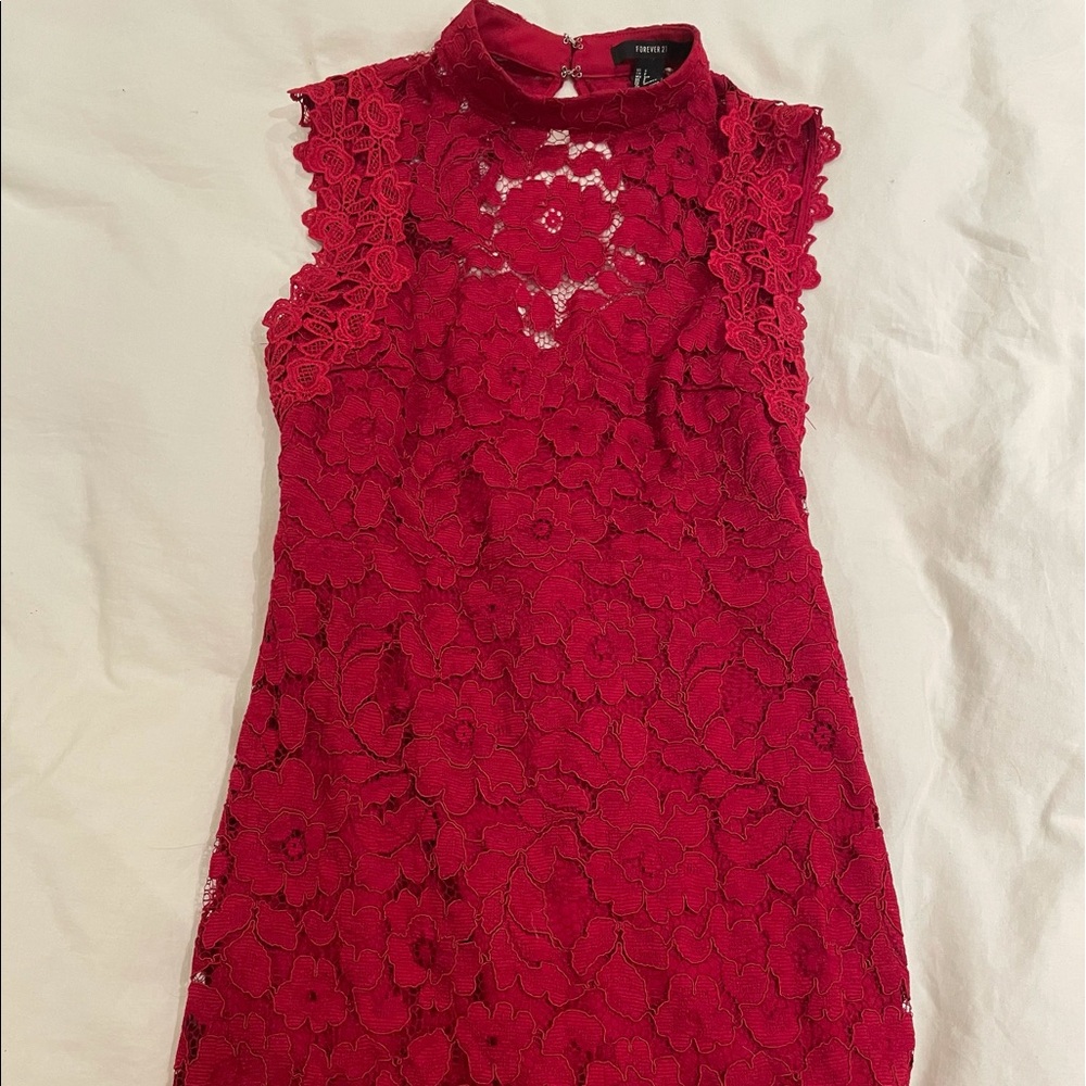 Red lace dress